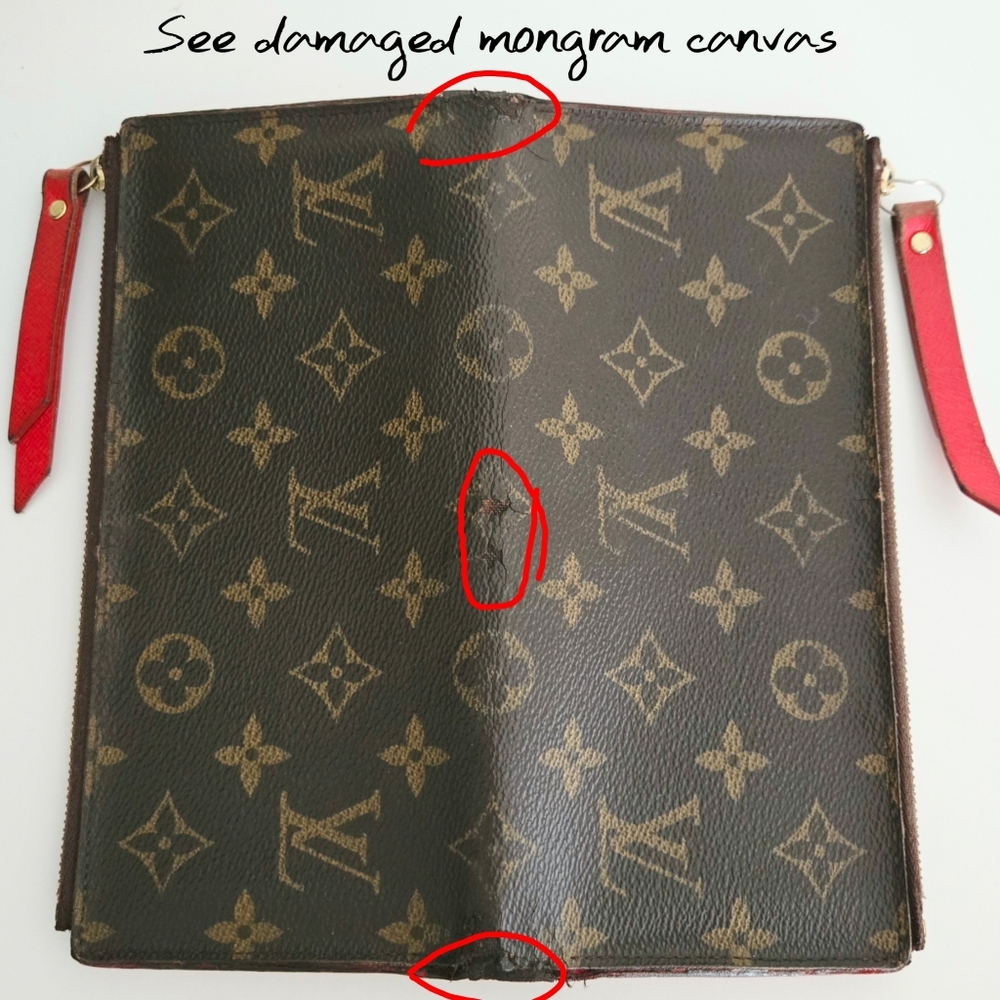 Authentic LOUIS VUITTON LV‎ Adele Monogram Red Wallet Clutch Card Holder - Picture 10 of 16